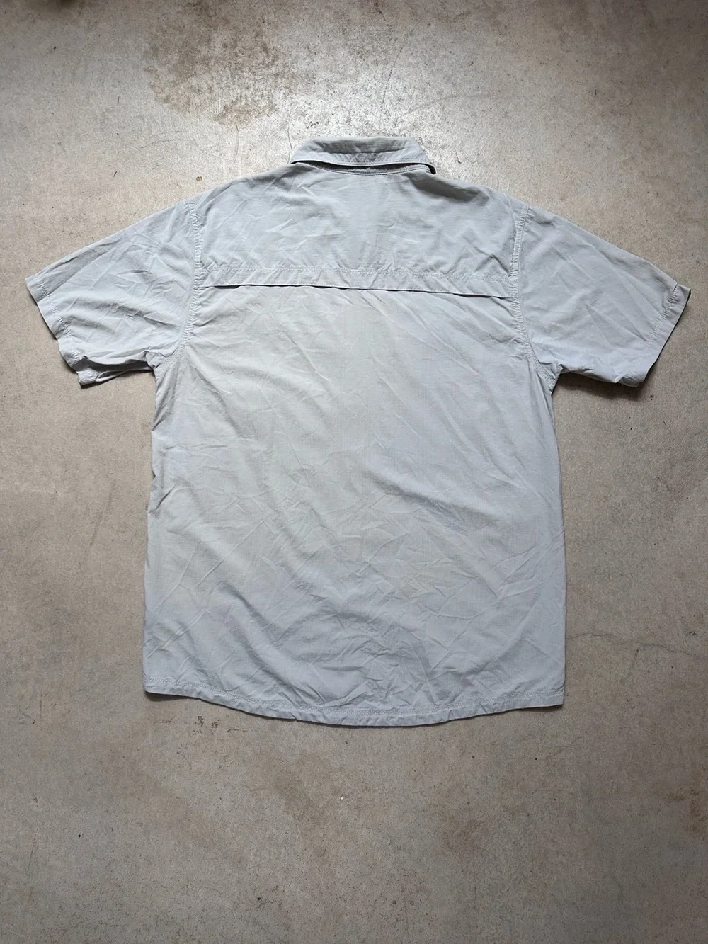 The North Face Mens M Short Sleeve Hiking Fishing Shirt Vented Ripstop Tan UPF